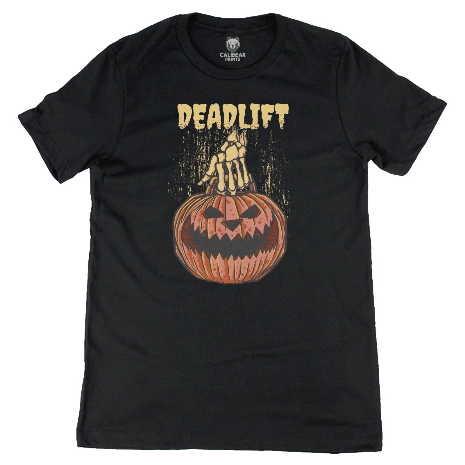 Pumpkin Deadlift Halloween Graphic Art Funny Tee Novelty T shirt 4XL