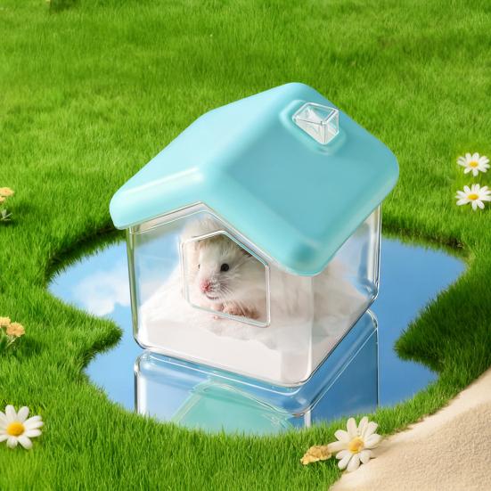 Hamster Badhaus Form Klar Sichtbar Rennmaus Zwerghamster Sandbad Behälter Box Kleintiere Badezimmer Toilette Hamsterkäfig Zubehör