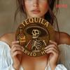 Tequila Catrina Metal Sign. 7.8x7.8 inch skeleton & sombrero decor for bar or home.