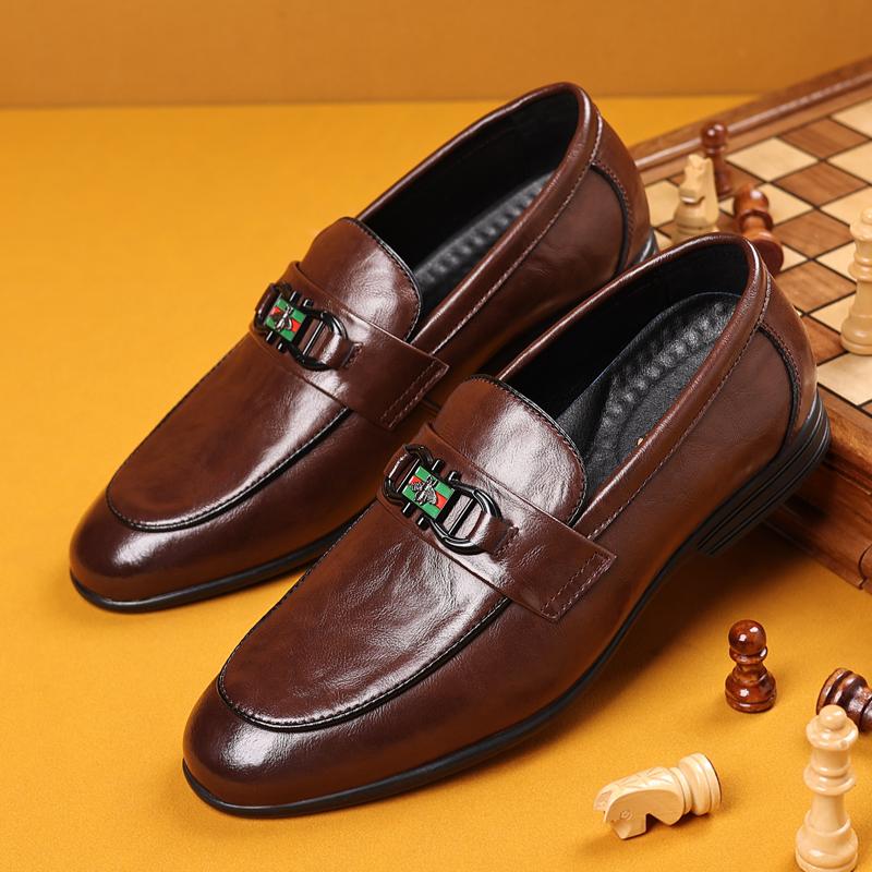 High-quality Men's Formal Shoes Leather Luxury Party Dating Wedding Male Shoes Brown Oxford Business Shoes Men's Loafers