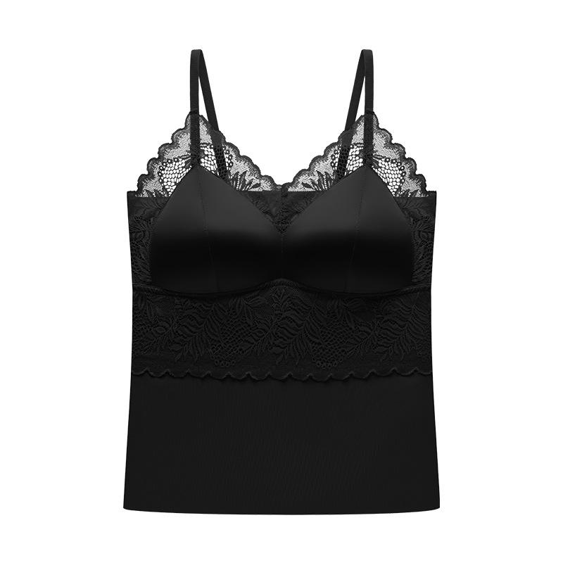 

Сексуальный кружевной бюстгальтер на бретелях, утягивающий цельный топ-майка без спинки, женское базовое белье, универсальное нижнее белье XL чёрный