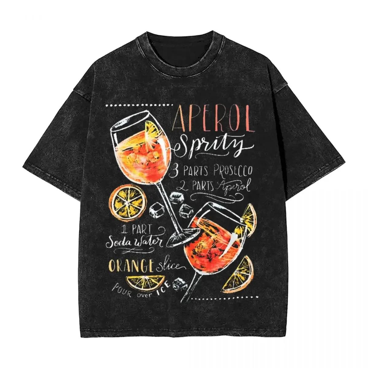 Washed T Shirt Cocktail Perfect Drinking Alcohol T-Shirt Harajuku Aperols Spritz Streetwear 100% Cotton Printed Tee Shirt S разноцветный