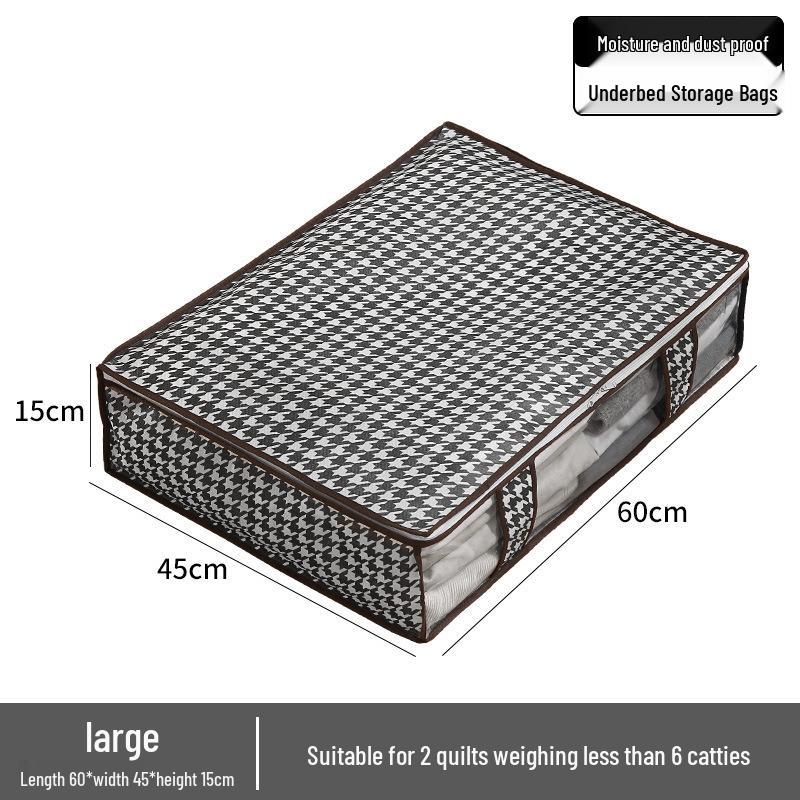 

Houndstooth Under-Bed Storage Bag: Dustproof, Large Capacity, Visible Fabric for Clothes & Quilts