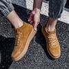Men's Shoes Spring New Versatile Sports Casual Shoes Men's Leather Board Shoes Retro Mid-top Martin Boots