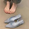 Spitze Quadratische Niedrige Absätze Damen Sandalen Elegante Slingbacks Bankett Party Mules