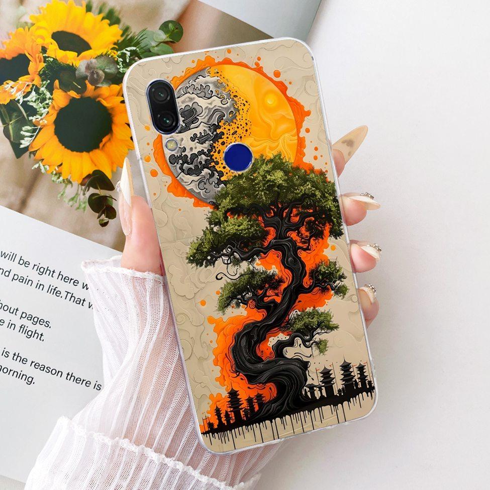 Case For Redmi 7 Cover Transparent Cute Cat Fashion Butterfly Funny Painted Casing M1810F6LI M1810F6LH M1810F6LG
