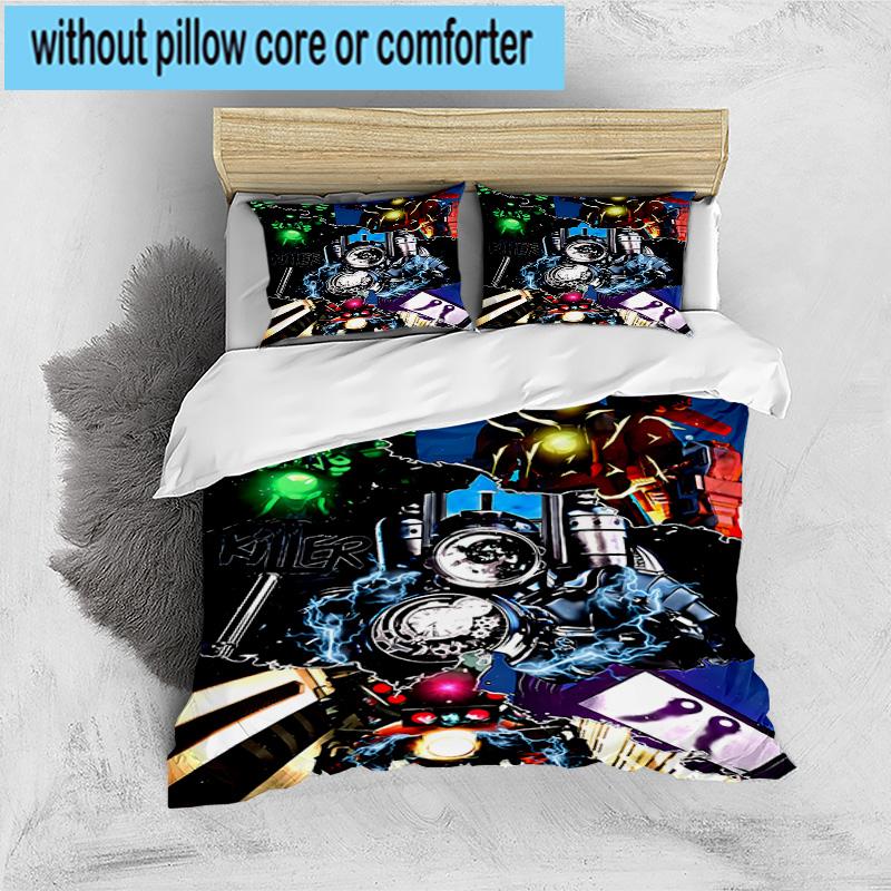 3PCS Robot Invasion Alert 3pcs Bedding,Including 3PCS Duvet Cover And 2pcs Pillowcases Perfect for Christmas,Ideal for Bedroom, Dormitory