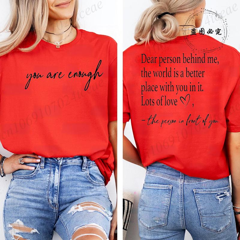 Dear Person Behind Me Printed Summer T-Shirts Tops Mental Health Awareness Design Women's Graphic T-Shirt Short Sleeve Clothing