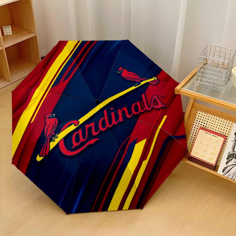 St. Louis Cardinals Print Auto 8?Ribs Folding Umbrella Wind Resistant Lightweight Automatic Umbrella For Daily Travel