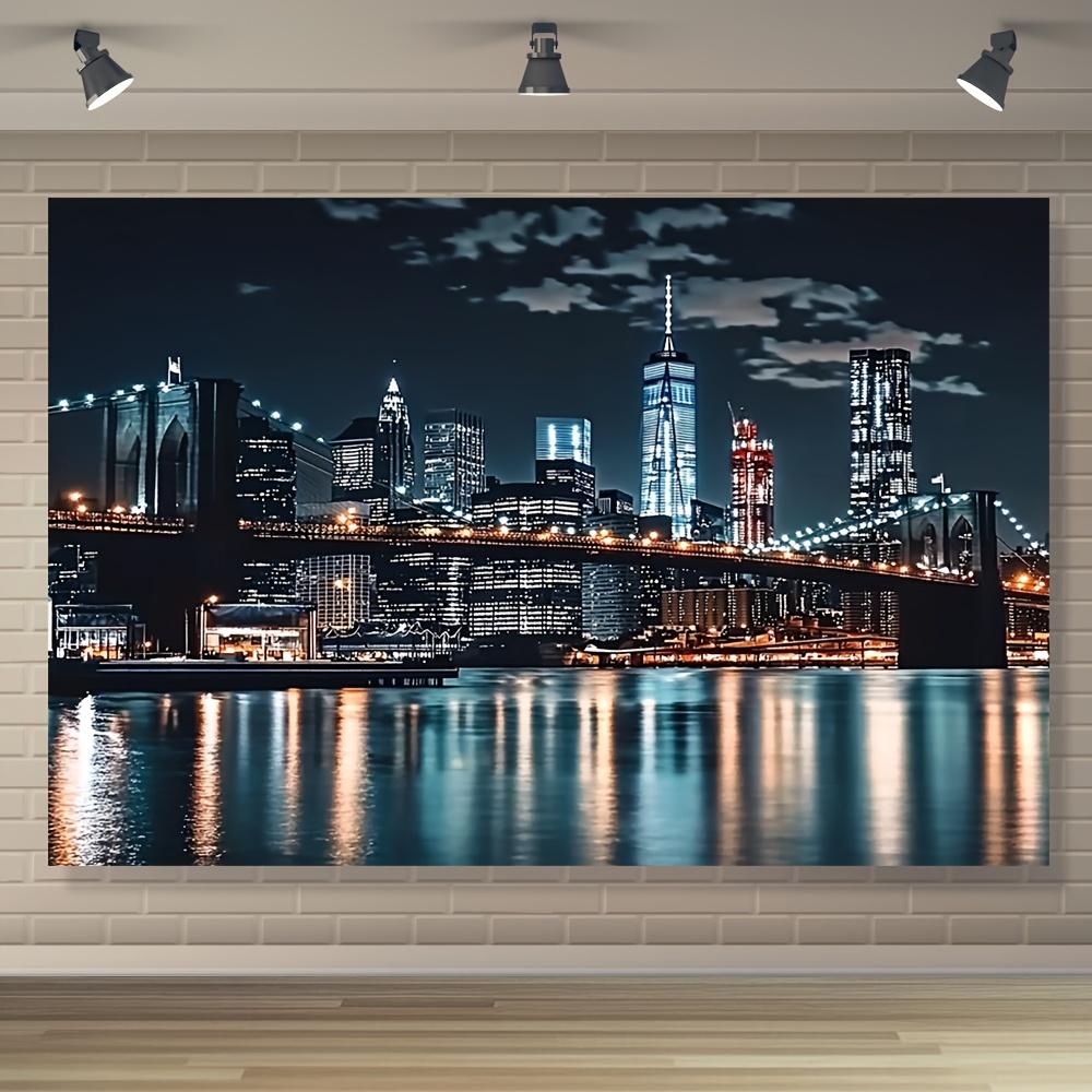 2D Plane 1 Piece Showcasing the Manhattan Skyline At Night Suitable for Birthday Celebration