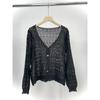 Lightweight Crochet Knit Cardigan With Buttons Sheer Mesh Cover-Up Beach Casual Wear