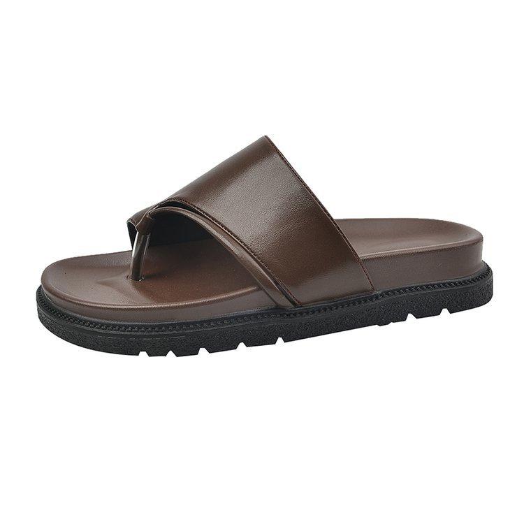 Fashion 2025 Summer New Casual Flat Bottom Slippers Women's Shoes Clip Toe Fashion Low Heel Sandal Slippers Platform Black Flip Flops
