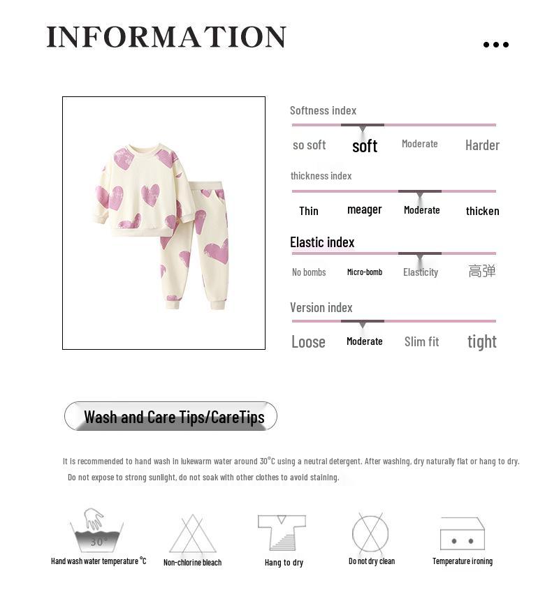 Malwee Girls' Hoodie Set - Stylish Casual Round Neck, Long Sleeve, Two-Piece Outfit for Autumn/Winter