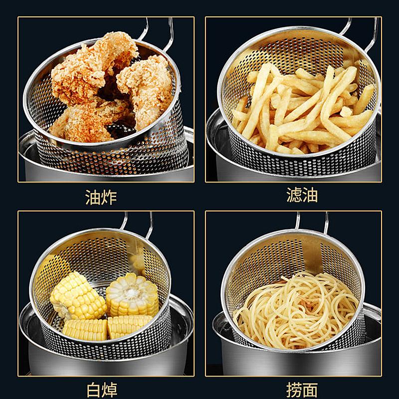 304 Edelstahl Fritteusenkorb Abtropfsieb Heißölfilter Pasta Nudeln Frittiertes Hähnchen Maschensieb Schaumlöffel Küchenwerkzeug
