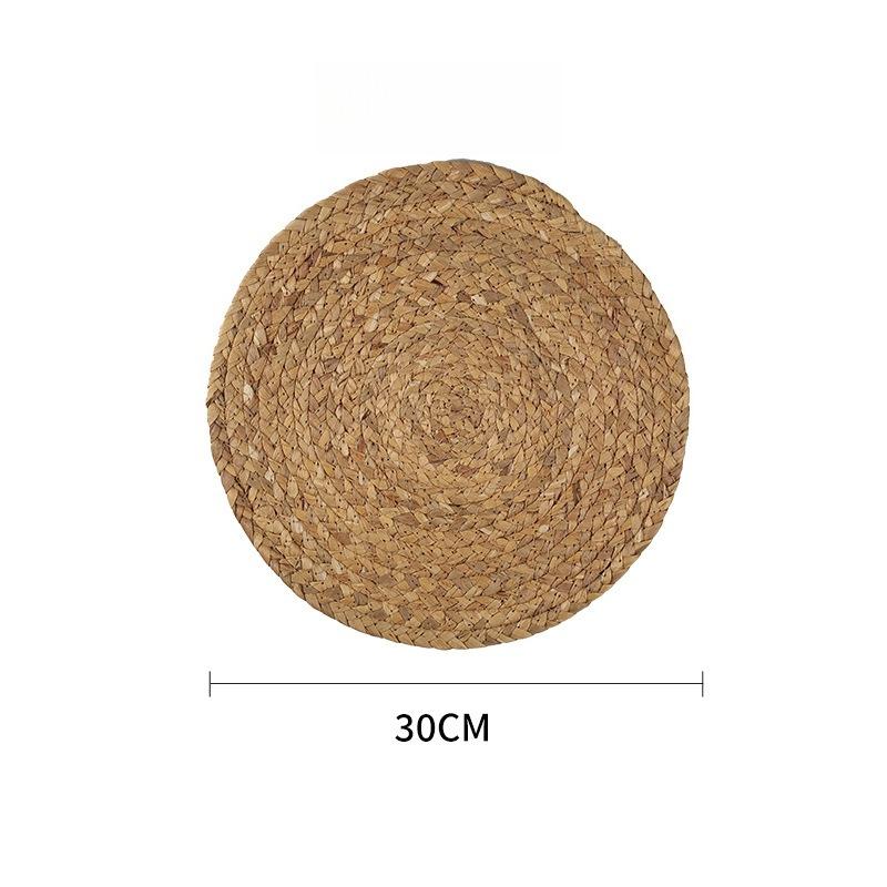Bohemia Round Woven Placemats for Dining Table Braided Heat Resistant Non-Slip Weave Water Hyacinth Table Mats Table Decoration