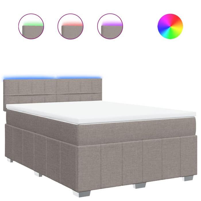 VidaXL Slatted Bed Base with Mattress Taupe 160x200 Cm Fabric 3289423