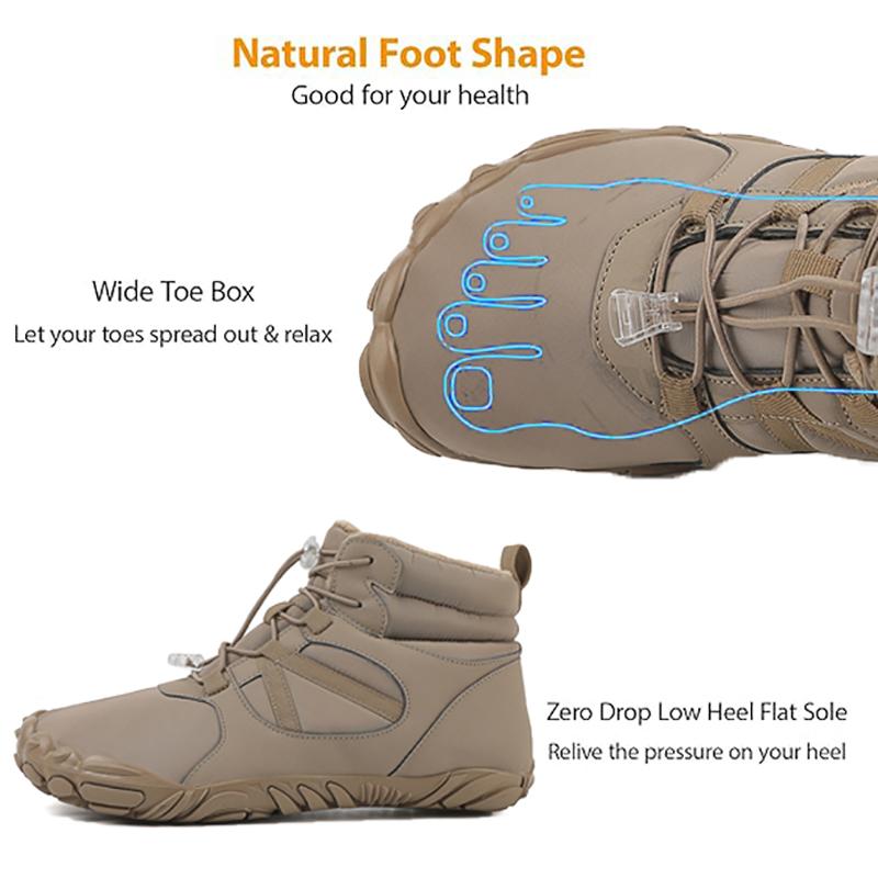 Winter Trekking Snow Boots Warm Fur Lined Snow Boots Barefoot Boots Outdoor Water Resistant Ankle Booties Men Women Hiking Boots