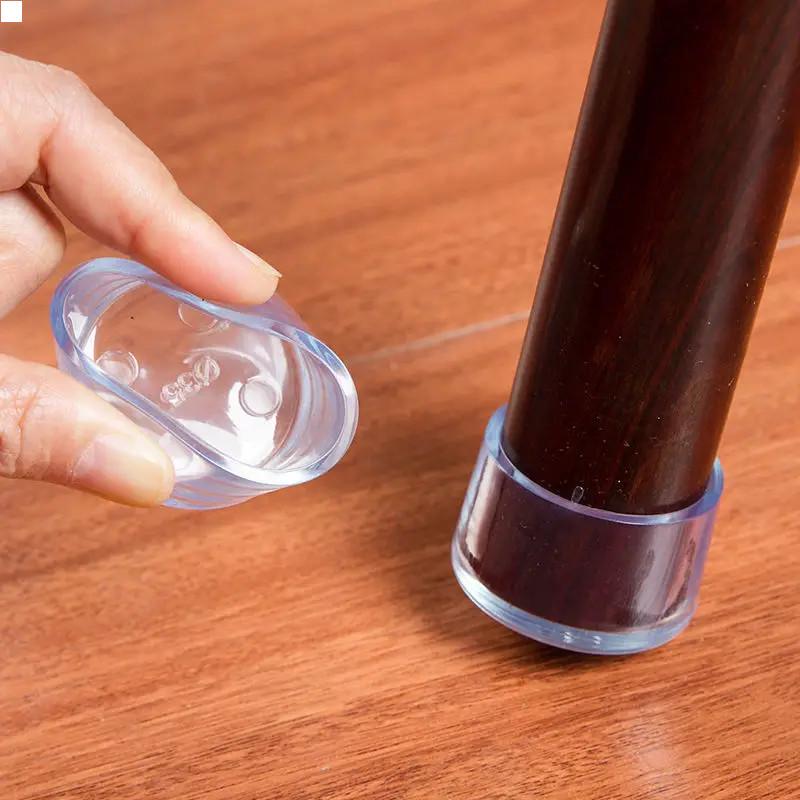 16Pcs Furniture Leg Foot Protector Transparent Table And Chair Foot Cover Silicone Wear-resistant Cap Protect Floor