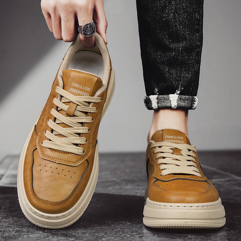2026 Leder Plateau Skateboard Schuhe Herren Turnschuhe Klobige Skate Board Schuhe Flache Sneaker Dicke Sohle Niedrige Freizeitschuhe
