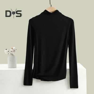 Women Bottoming Top Half High Collar Long Sleeve Elastic Skinny Soft Warm Solid Color Pullover Simple Style Lady Inner Wear Blouse