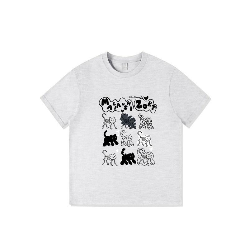 Pure cotton American retro short-sleeved t-shirt women's new popular design sense niche loose large size cartoon trendy top