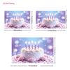 2D Sparkle Birthday Cake Backdrop Purple Blue Bokeh with Seashells for Kids Birthday Party Photo Booth