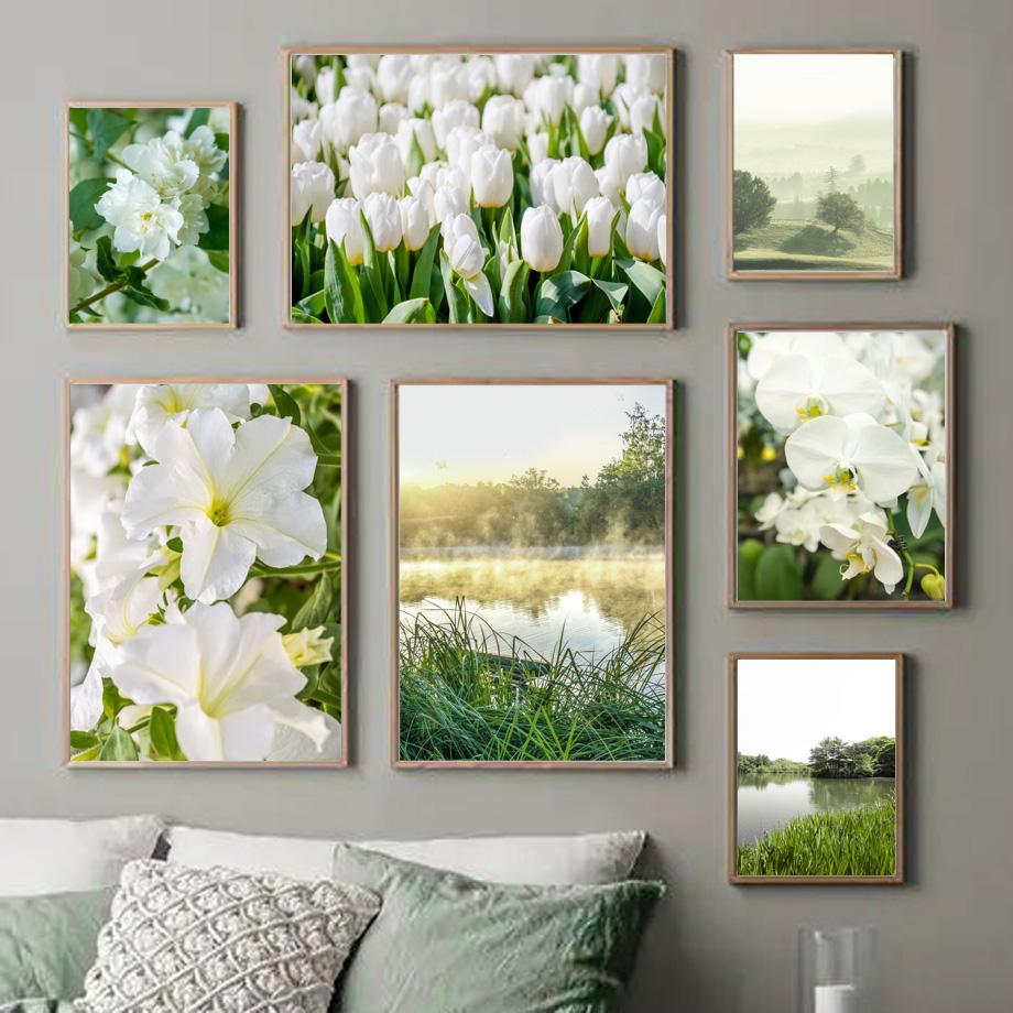 Tulip Flower Canvas Wall Art Pictures Nordic Floral Posters On The Wall Frameless Landscape Paintings for Interior No Frame