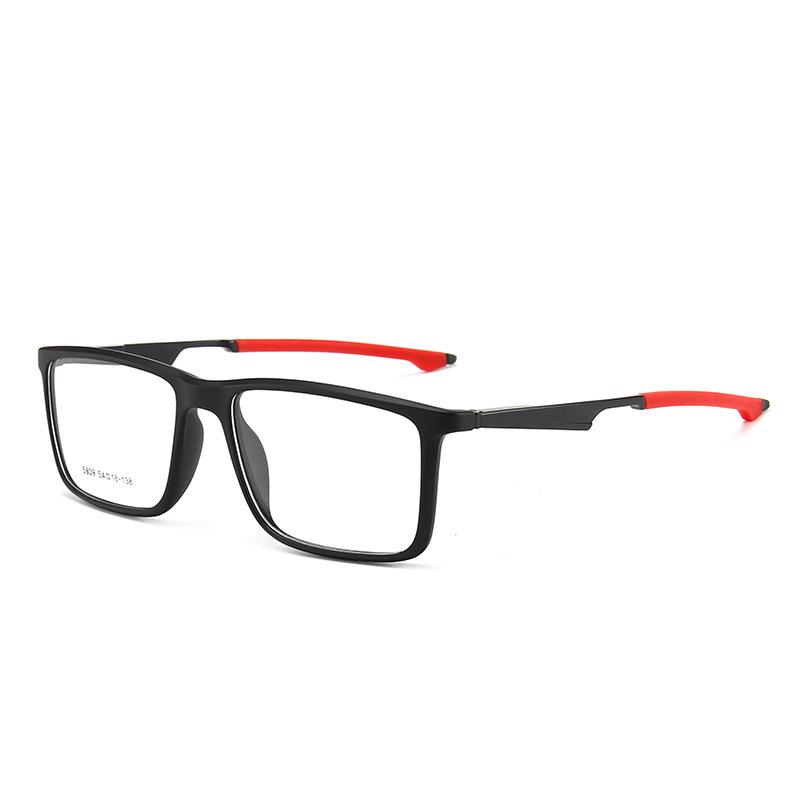 Men's Sports Style Square Eyeglass Frame - TR90, Aluminum-Magnesium, Anti-Blue Light Lenses, Myopia-Compatible (Model 5809)