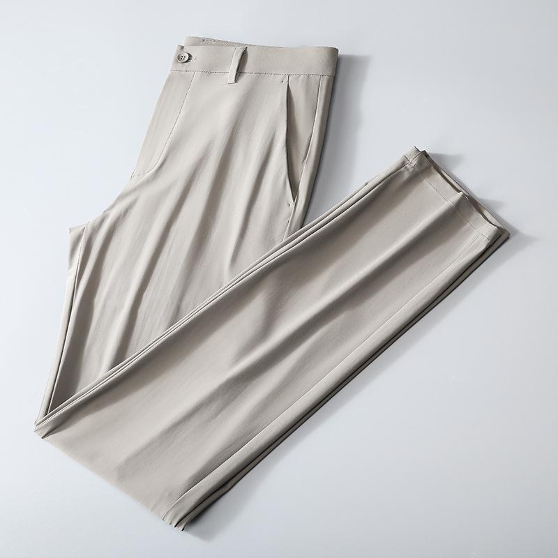 Summer Thin High Elasticity Straight Leg Business Casual Pants for Men with A Simple Hanging Feel