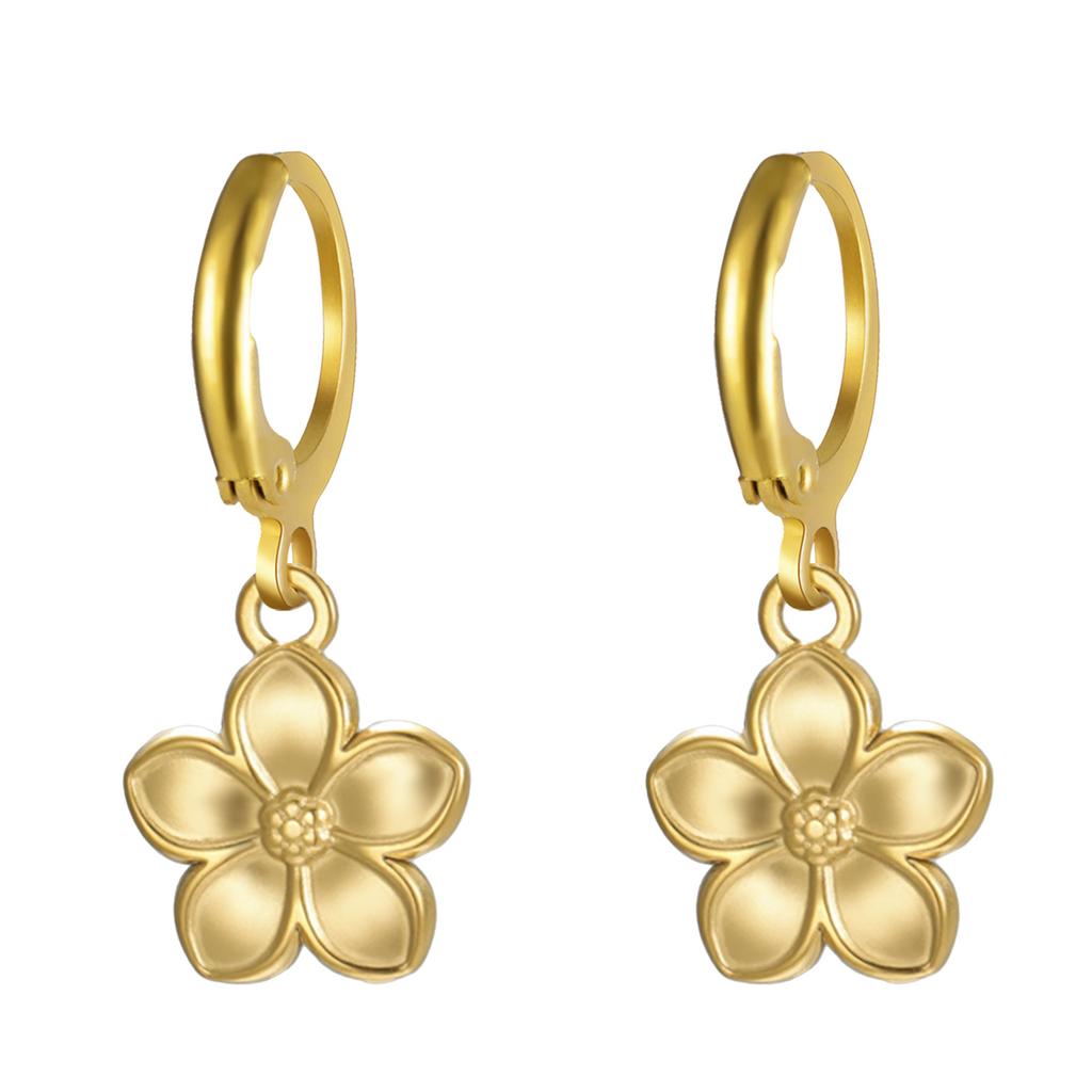 Bohemian Gold Hoop Earrings for Women with Daisy and Sunflower Pendant Charm