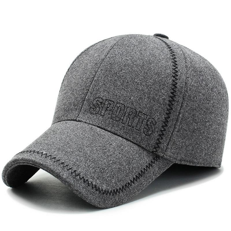 

Middle Aged And Elderly Ear Protection Caual Baeball Cap Winter Woolen Thickened Warm Hat Adjustable