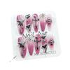 Handmade Press-On Nails With Cross Heart Design Gradient Blush Effect Medium-Long Length Thin Invisible Fit Women