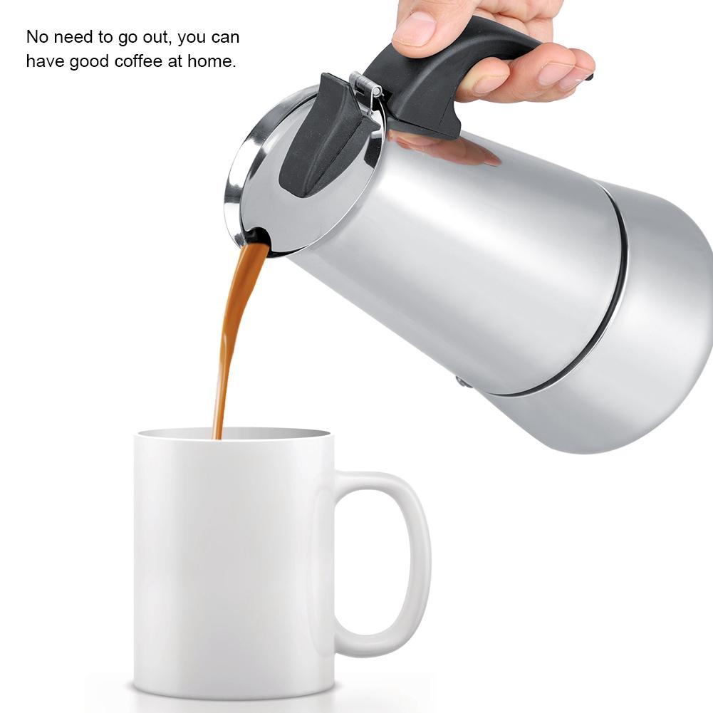 Portable Stainless Steel Coffee Pot Moka Espresso Maker Mocha Pot (300ml)