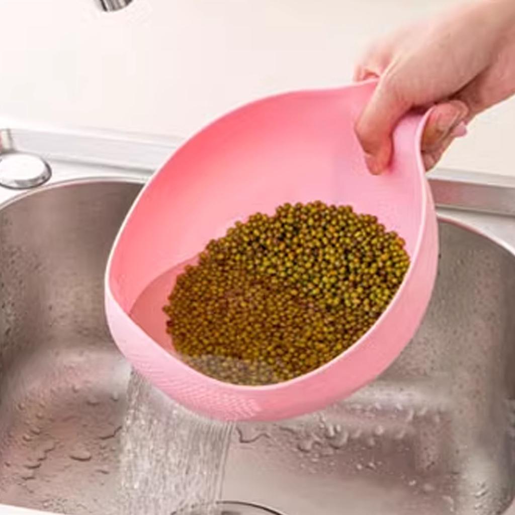Rice Washer Strainer Bowl Colander Quinoa Strainer with Handle Kitchen Strainer for Rice Veggie Fruit Cleaner Plastic