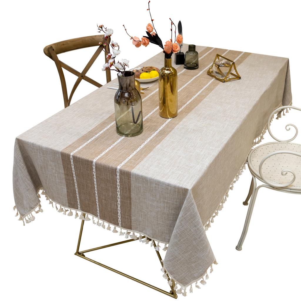 Tassel Decorative Tablecloth Cotton And Linen Fabric Dust-Proof Dining Table Cloth Home Kitchen Western Table Decoration