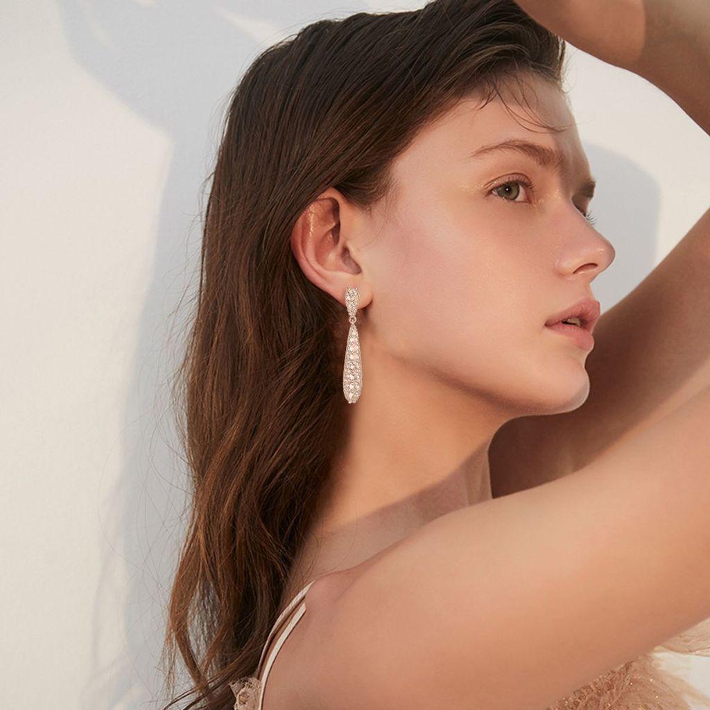 Elegant Water Drop Zirconia Earring For Women With Dangle Design And Geometric Style