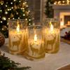 Gold Christmas LED Flameless Candle for Holiday Decor, Requires 3 AAA Batteries