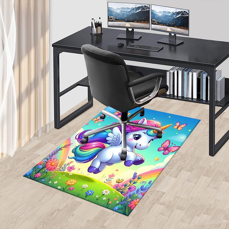 

1pc Unicorn Rainbow Butterfly Chair Mat - Anime Cartoon Design, Non-Slip Carpet for Office and Home Decor, Suitable for All Seasons.H098 60cm by 90cm