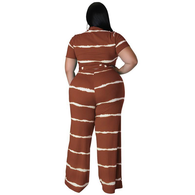 MY988 Plus Size Womens Knit 2-Piece Set With Ribbed Crew Neck Adjustable Tie Detail Casual Outfit In Multiple Colors