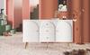 Chest of Drawers with 2 Doors and 3 Drawers, White Chest of Drawers, Adjustable Shelf, for Living Room Bedroom, Cream-White-H84/W140/D40 cm