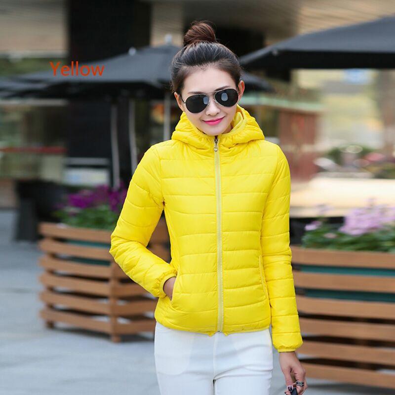 Women Ultra Light Hooded Duck Down Jacket Long Sleeve Pure Color Slim Short Zipper Coats