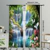 Set Of 2 Beautiful Forest Waterfall Landscape Curtain Vivid Nature Suitable Bedroom Bathroom Living Room Dining Polyester Ideal For