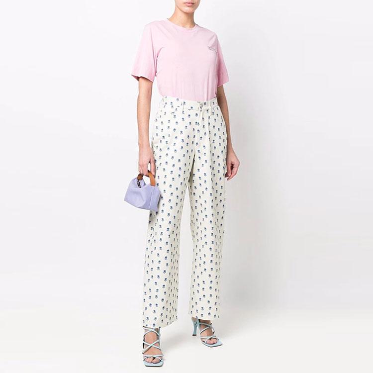 Ganni Logo Print Round Neck Short Sleeve T-Shirt Women tops T3200-465
