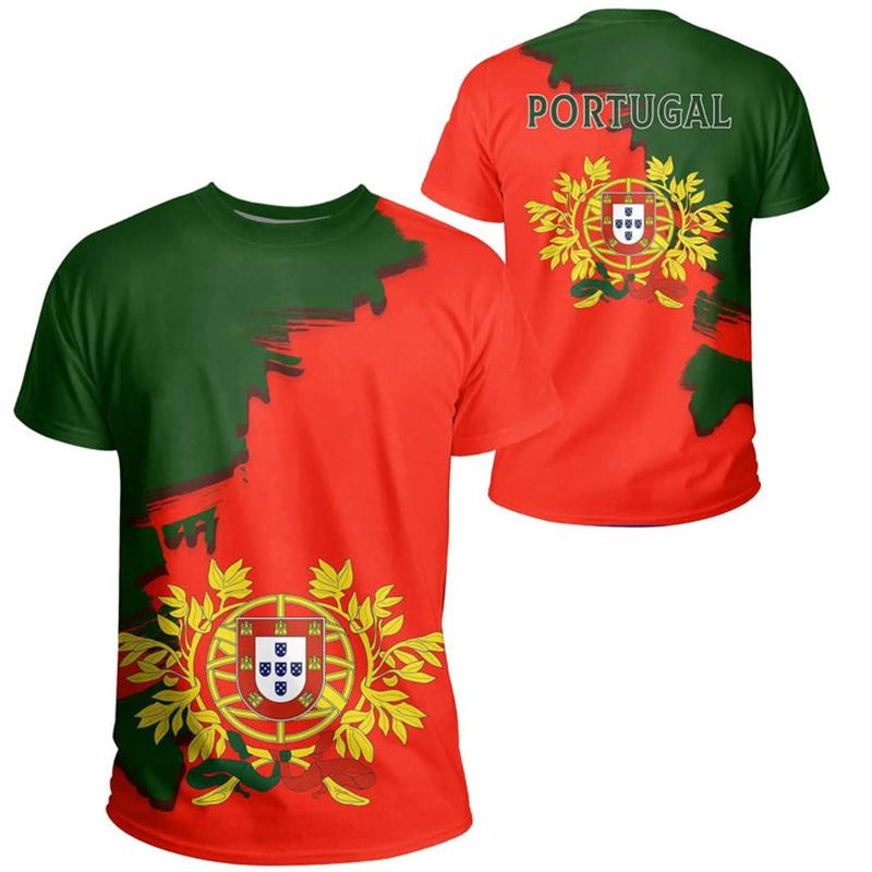 Camiseta Gráfica com Emblema Nacional de Portugal 3D para Homens Roupas Casuais Unisex Camisetas de Manga Curta Streetwear y2k Tops Camiseta