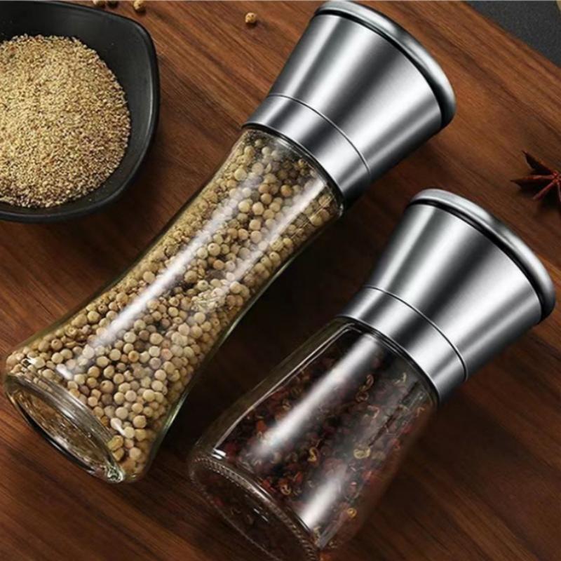 Svartpepparkvarn med kvarn i rostfritt stål Manuell kryddglas Salt- och pepparkvarnmaskin för hushåll Pulvermaskin