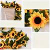 2pcs Artificial Sunflower Garland Fake Yellow Sunflower Vine, Faux Silk Flower Hanging Rattan For Wall Decor, Wedding Arch, Home Party, Indoor