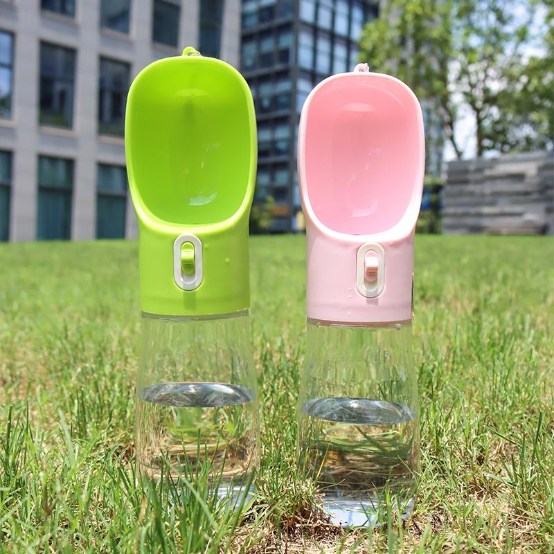 400ML Portable Dog Water Bottle PET Material Traveling Drinking Bowl Outside Feeding Puppy Water Container with Strip