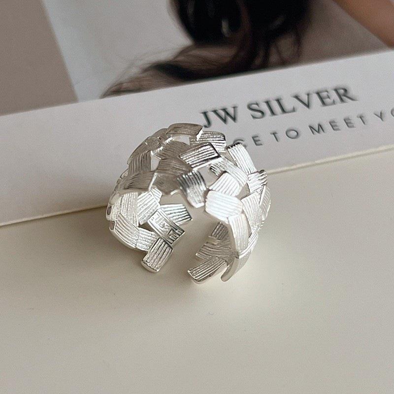 Women s Geometric Patchwork Open Adjustable Ring - Trendy Niche Design One Size