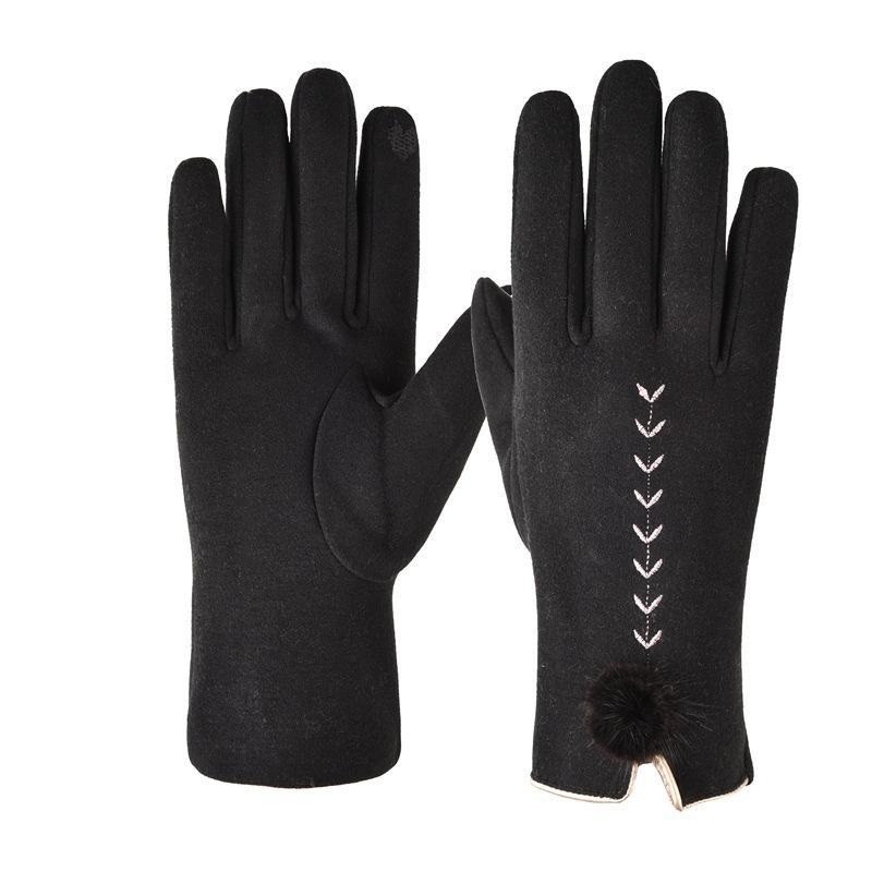 German velvet gloves for men and women to keep warm in autumn and winter, velvet outdoor riding touch screen Korean version simple hair mouth