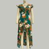 Spring Summer Women Seaside Vacation Slim Fit Sleeveless Dresses High Waist A-Line V-Neck Floral Print Slit Irregular Long Dress S-XL